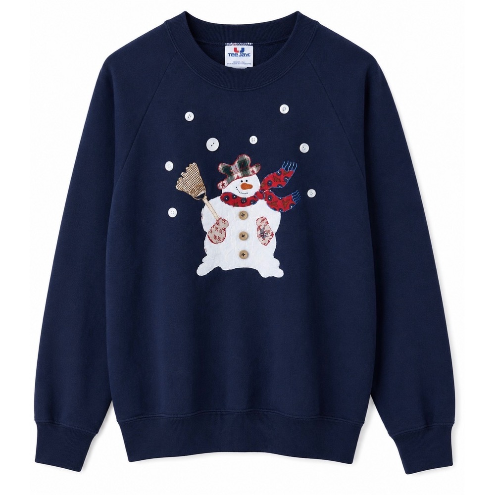 Vintage Tee Jays Snowman Christmas Sweatshirt Women's XL Tall Made USA‎
